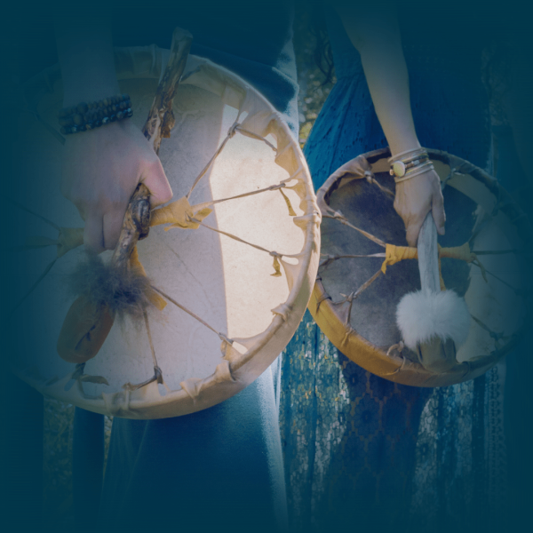 image of three shamanic healing drums